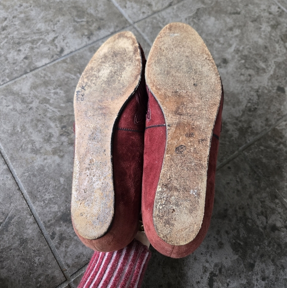 GUCCI vintage cherry red burgundy loafers flats suede snakeskin size 40EU 10US - Picture 10 of 16